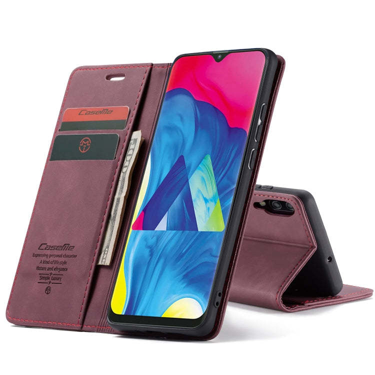 CaseMe-013 Multifunctional Horizontal Flip Leather Case with Card Slot & Holder for Galaxy M10(Wine Red) - Galaxy Phone Cases by CaseMe | Online Shopping South Africa | PMC Jewellery | Buy Now Pay Later Mobicred