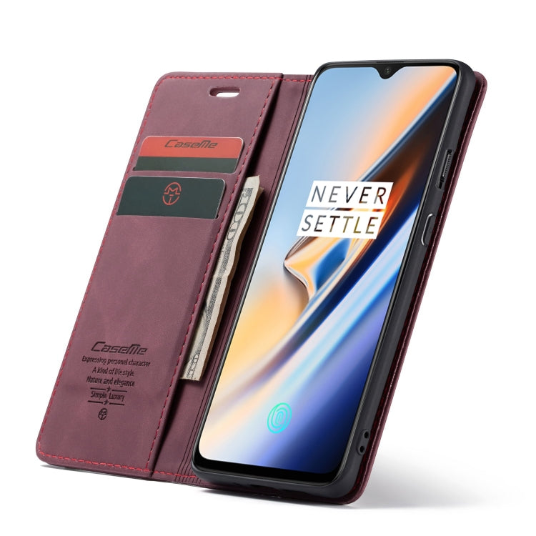 CaseMe-013 Multifunctional Horizontal Flip Leather Case with Card Slot & Holder for Oneplus 7(Wine Red) - OnePlus Cases by CaseMe | Online Shopping South Africa | PMC Jewellery | Buy Now Pay Later Mobicred