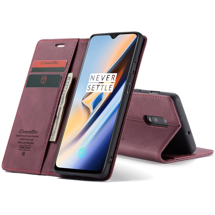 CaseMe-013 Multifunctional Horizontal Flip Leather Case with Card Slot & Holder for Oneplus 7(Wine Red) - OnePlus Cases by CaseMe | Online Shopping South Africa | PMC Jewellery | Buy Now Pay Later Mobicred