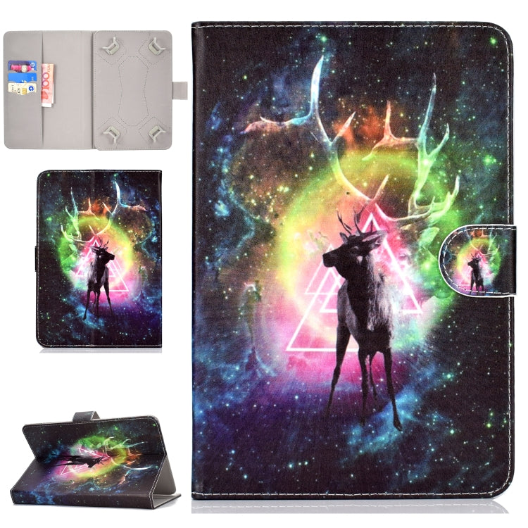 Colored Pattern Drawing Horizontal Flip PU Leather Case with Three-folding Holder for 10 inch Tablet PC(Nebula deer) - 10 - 11 inch by PMC TechLife | Online Shopping South Africa | PMC TechLife | Buy Now Pay Later Mobicred