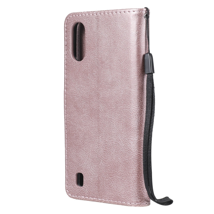 For Samsung Galaxy A01 Solid Color Horizontal Flip Protective Leather Case with Holder & Card Slots & Wallet & Photo Frame & Lanyard(Rose Gold) - Galaxy Phone Cases by PMC Jewellery | Online Shopping South Africa | PMC Jewellery