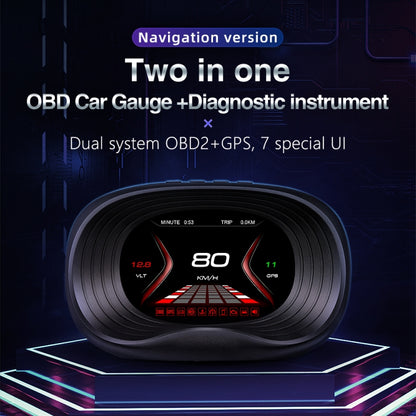 P20 OBD2 + GPS Mode Car Head-up Display HUD Overspeed / Speed / Water Temperature / Engine Failure Alarm - Head Up Display System by PMC Jewellery | Online Shopping South Africa | PMC Jewellery | Buy Now Pay Later Mobicred