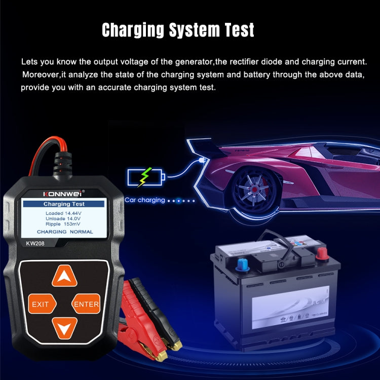 KONNWEI KW208 Car TFT Color Screen Battery Tester Support 8 Languages - Code Readers & Scan Tools by KONNWEI | Online Shopping South Africa | PMC Jewellery | Buy Now Pay Later Mobicred