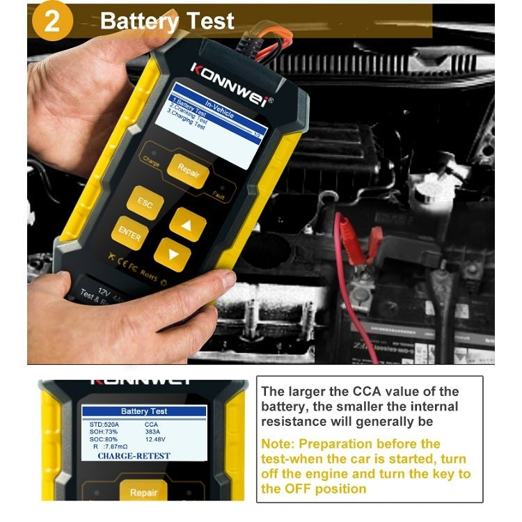 KONNWEI KW510 3 in 1 Car Battery Tester / Charger / Repairer, Support 8 Languages (EU Plug) - Code Readers & Scan Tools by KONNWEI | Online Shopping South Africa | PMC Jewellery | Buy Now Pay Later Mobicred