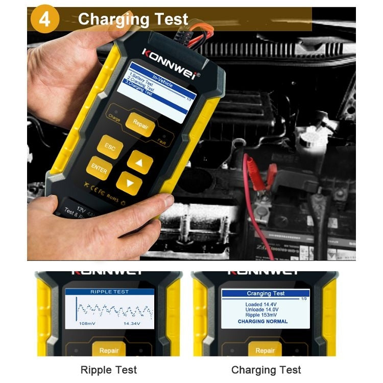 KONNWEI KW510 3 in 1 Car Battery Tester / Charger / Repairer, Support 8 Languages(US Plug) - Code Readers & Scan Tools by KONNWEI | Online Shopping South Africa | PMC Jewellery | Buy Now Pay Later Mobicred