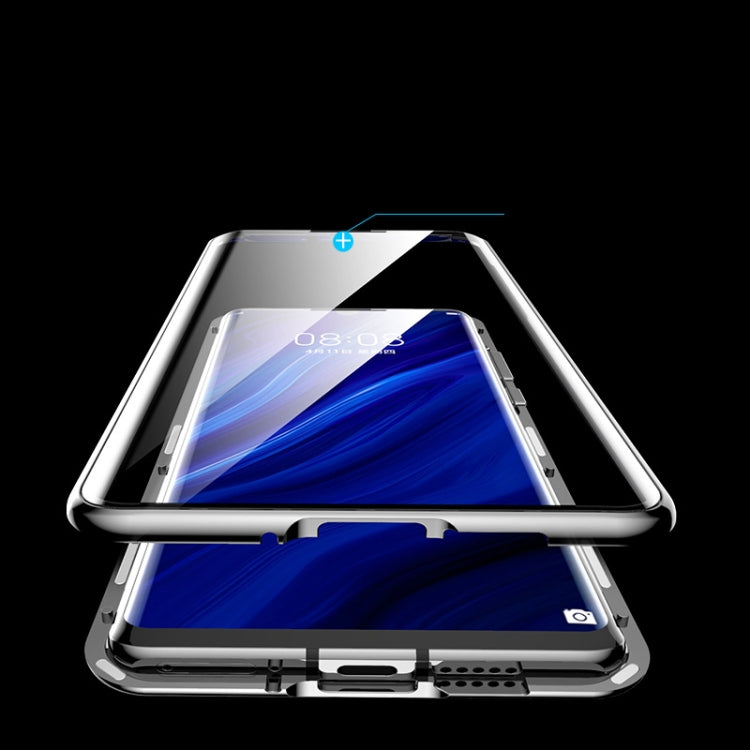 For Huawei P30 Magnetic Metal Frame Double-sided Tempered Glass Case(Black) - Huawei Cases by PMC TechLife | Online Shopping South Africa | PMC TechLife | Buy Now Pay Later Mobicred