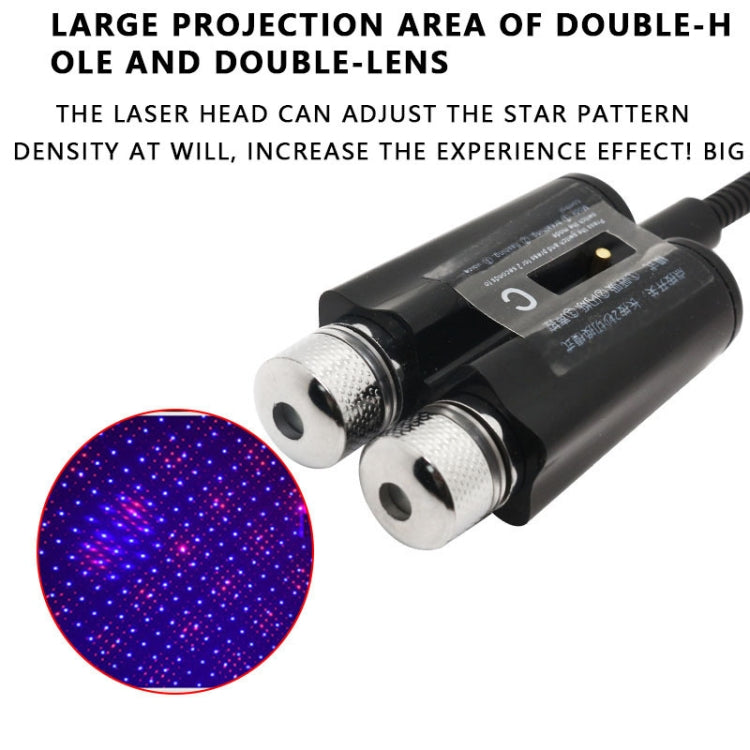Car Two-color USB Star Dome Light Atmosphere Laser Projection Decorative Light, Constantly Bright Version(Red Blue) - Atmosphere lights by PMC Jewellery | Online Shopping South Africa | PMC Jewellery | Buy Now Pay Later Mobicred