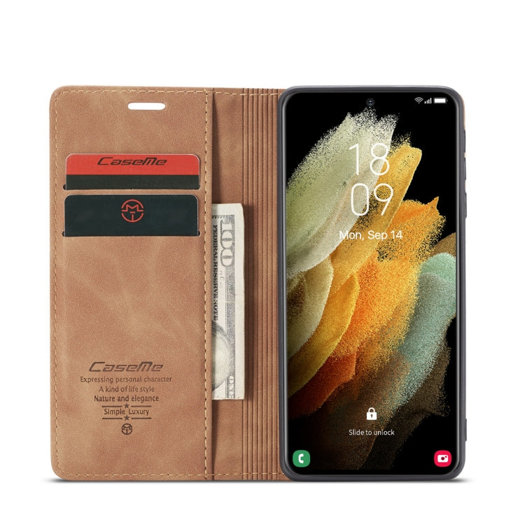 For Samsung Galaxy S21 Ultra 5G CaseMe 013 Multifunctional Horizontal Flip Leather Case with Holder & Card Slot & Wallet(Brown) - Galaxy S21 Ultra 5G Cases by CaseMe | Online Shopping South Africa | PMC Jewellery | Buy Now Pay Later Mobicred