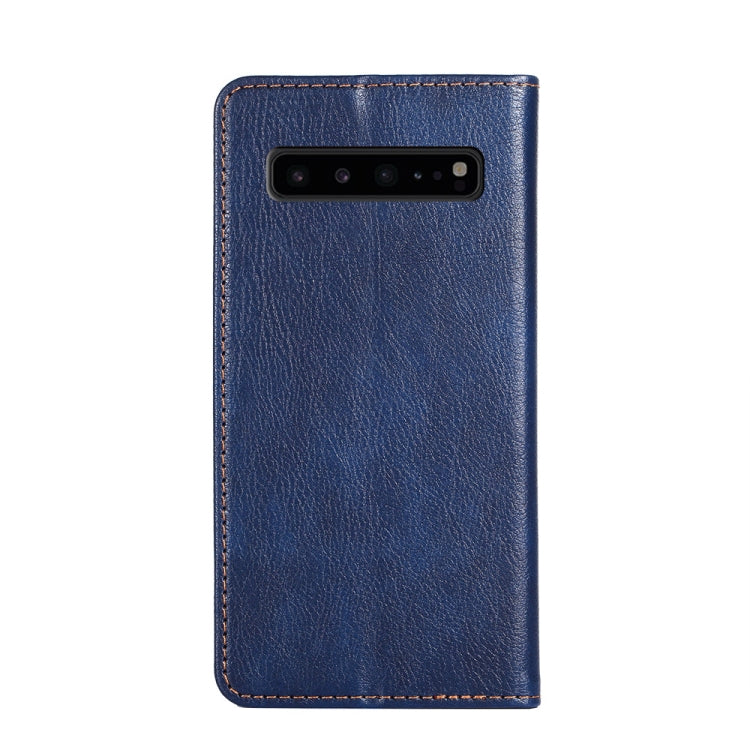 For Samsung Galaxy S10 5G PU + TPU Gloss Oil Solid Color Magnetic Horizontal Flip Leather Case with Holder & Card Slot & Wallet(Blue) - Galaxy Phone Cases by PMC Jewellery | Online Shopping South Africa | PMC Jewellery