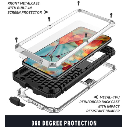 For Samsung Galaxy S21 5G R-JUST Shockproof Waterproof Dust-proof Metal + Silicone Protective Case with Holder(Silver) - Galaxy S21 5G Cases by R-JUST | Online Shopping South Africa | PMC Jewellery