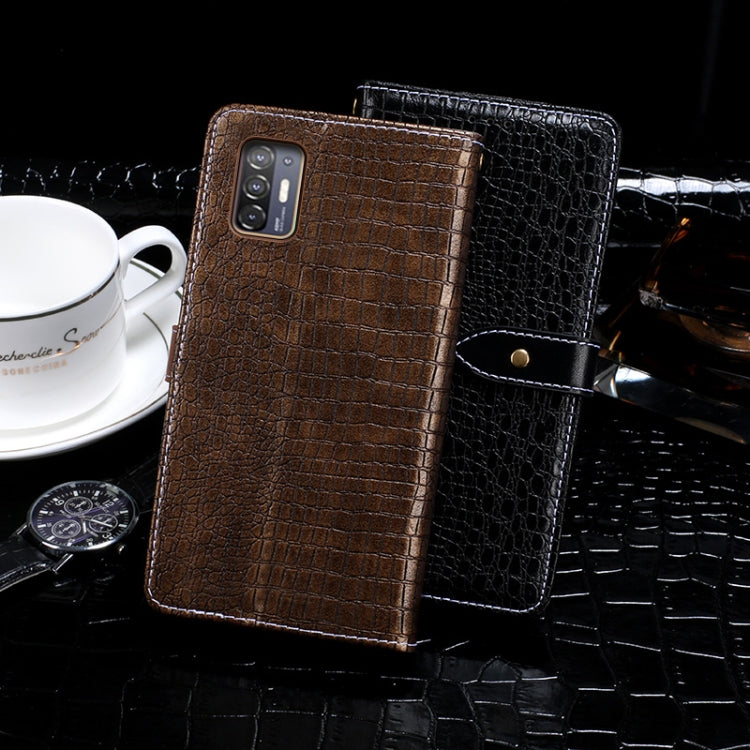 For HTC Desire 21+ idewei Crocodile Texture Horizontal Flip Leather Case with Holder & Card Slots & Wallet(Dark Brown) - HTC by idewei | Online Shopping South Africa | PMC Jewellery | Buy Now Pay Later Mobicred