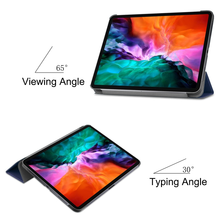 For  iPad Air 13 2024 / Pro 12.9 2022 Custer Texture 3-folding Smart Leather Tablet Case(Dark Blue) - iPad Pro 12.9 (2022/2021) Cases by PMC TechLife | Online Shopping South Africa | PMC TechLife | Buy Now Pay Later Mobicred