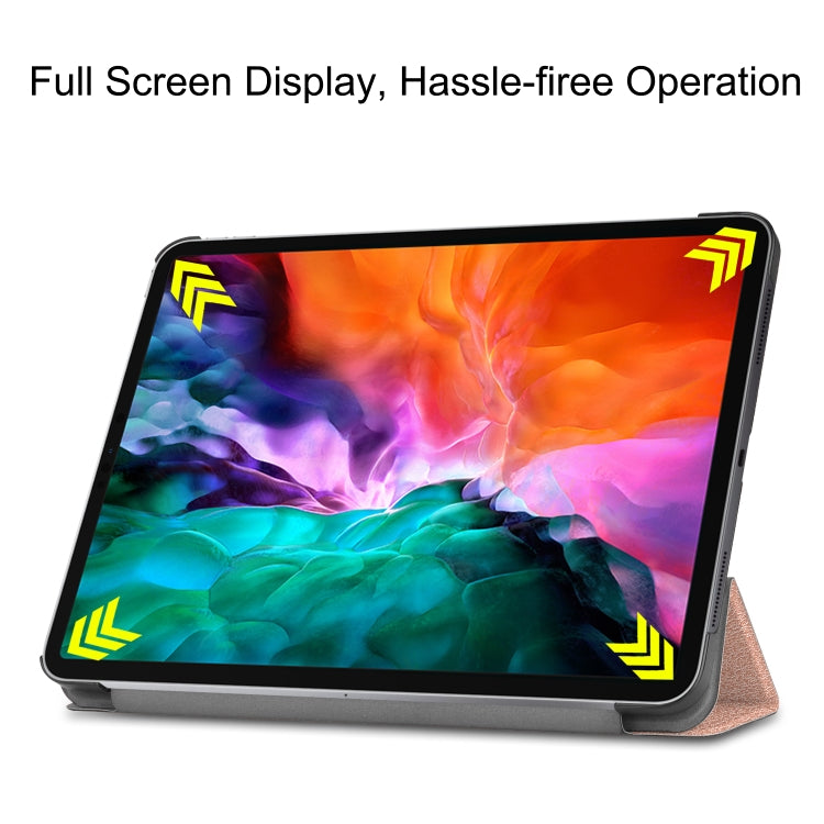 For  iPad Air 13 2024 / Pro 12.9 2022 Custer Texture 3-folding Smart Leather Tablet Case(Rose Gold) - iPad Pro 12.9 (2022/2021) Cases by PMC TechLife | Online Shopping South Africa | PMC TechLife | Buy Now Pay Later Mobicred