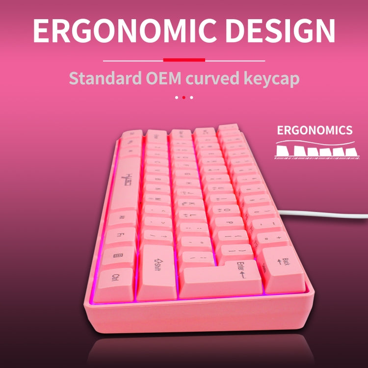 HXSJ V700 61 Keys RGB Lighting Gaming Wired Keyboard (Pink) - Wired Keyboard by HXSJ | Online Shopping South Africa | PMC Jewellery | Buy Now Pay Later Mobicred