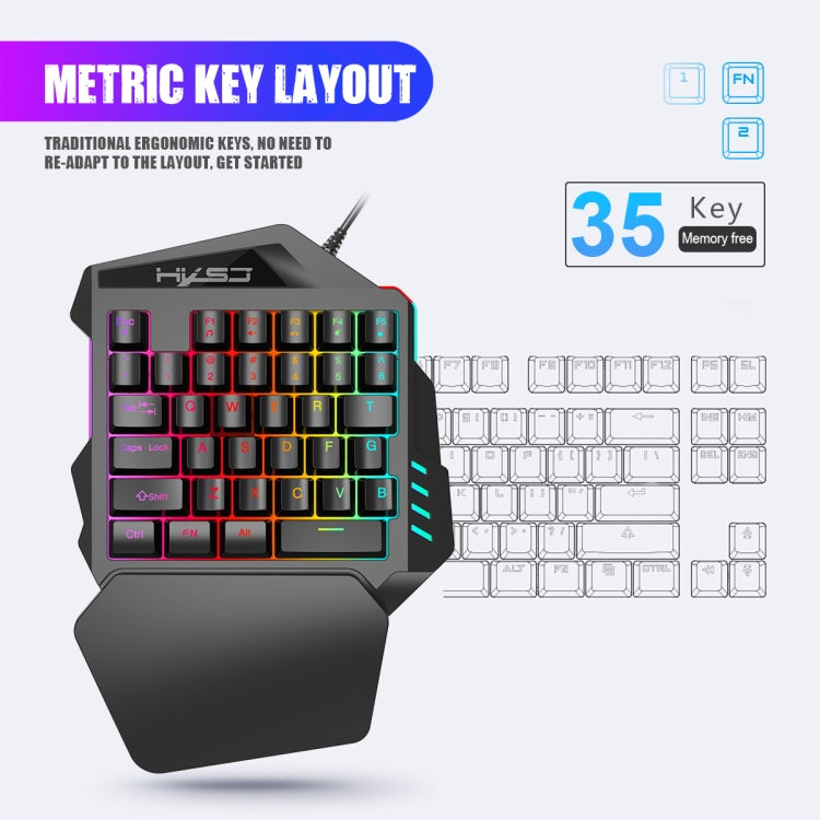 HXSJ P6+V100+A867 Keyboard Mouse Converter + One-handed Keyboard + RGB Gaming Mouse Set - Wired Mice by HXSJ | Online Shopping South Africa | PMC Jewellery | Buy Now Pay Later Mobicred