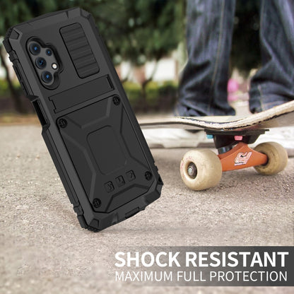 For Samsung Galaxy A32 5G / M32 5G R-JUST Waterproof Shockproof Dustproof Metal + Silicone Protective Case with Holder(Black) - Galaxy Phone Cases by R-JUST | Online Shopping South Africa | PMC Jewellery | Buy Now Pay Later Mobicred