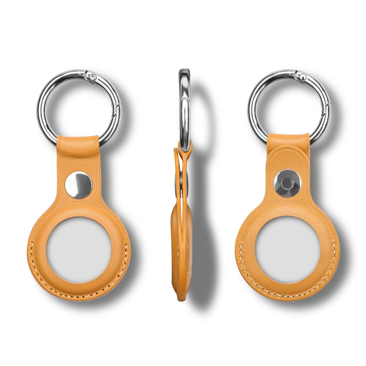 Anti-scratch Top-layer Cowhide Leather Case Cover with Switchable Keychain Ring for AirTag(Light Brown) - Key Chain Series by PMc TechLife | Online Shopping South Africa | PMc TechLife | Buy Now Pay Later Mobicred
