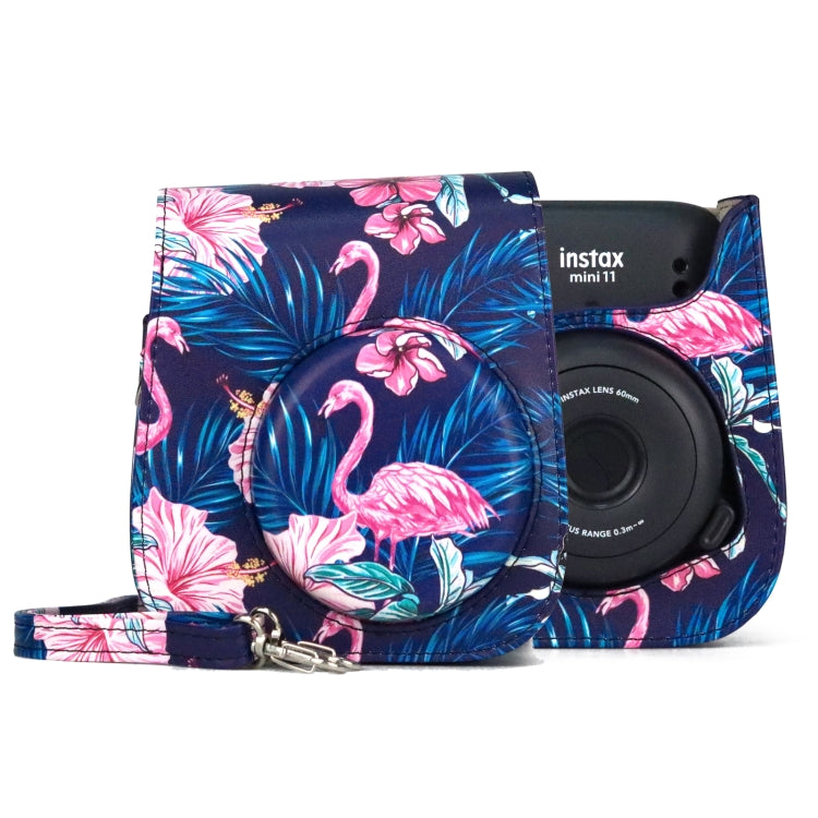Flamingo Pattern Camera Bag with Shoulder Strap for Fujifilm Instax mini 11(Black Background) - free shipping - PMC TechLife - Order now!