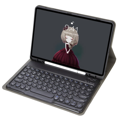 YA07B Detachable Lambskin Texture Round Keycap Bluetooth Keyboard Leather Tablet Case with Pen Slot & Stand For iPad 9.7 inch (2018) & (2017) / Pro 9.7 inch / Air 2 /Air(Black) - Universal by PMC Jewellery | Online Shopping South Africa | PMC Jewellery