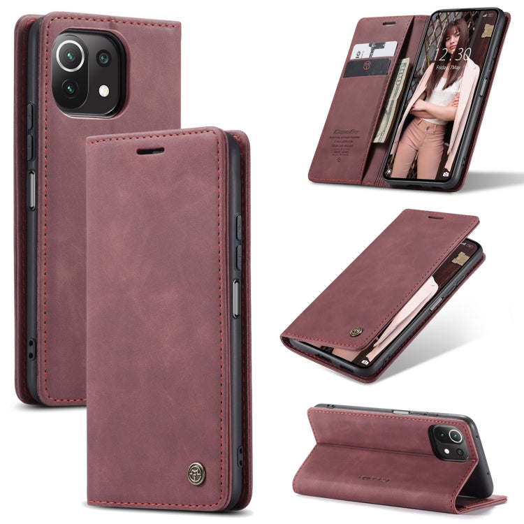 For Xiaomi Mi 11 Lite CaseMe 013 Multifunctional Horizontal Flip Leather Case, with Card Slot & Holder & Wallet(Wine Red) - Xiaomi Cases by CaseMe | Online Shopping South Africa | PMC Jewellery | Buy Now Pay Later Mobicred