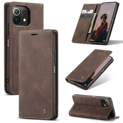 For Xiaomi Mi 11 Lite CaseMe 013 Multifunctional Horizontal Flip Leather Case, with Card Slot & Holder & Wallet(Coffee) - Xiaomi Cases by CaseMe | Online Shopping South Africa | PMC Jewellery | Buy Now Pay Later Mobicred