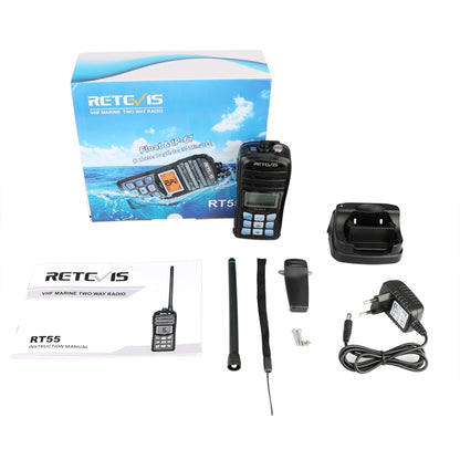 RETEVIS RT55 5W 156.000-161.450MHz+156.050-163.425MHz Waterproof Two Way Radio Handheld Walkie Talkie(Black) - Handheld Walkie Talkie by RETEVIS | Online Shopping South Africa | PMC Jewellery | Buy Now Pay Later Mobicred