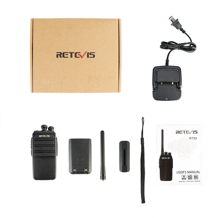 RETEVIS RT53 2W 400-470MHz 1024CHS DMR Digital Two Way Radio Handheld Walkie Talkie(Black) - Handheld Walkie Talkie by RETEVIS | Online Shopping South Africa | PMC Jewellery | Buy Now Pay Later Mobicred