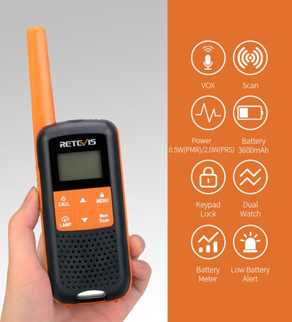 1 Pair RETEVIS RT49 462.5500-467.7125MHz 22CHS FRS License-free Handheld Walkie Talkie, US Plug - Handheld Walkie Talkie by RETEVIS | Online Shopping South Africa | PMC Jewellery | Buy Now Pay Later Mobicred