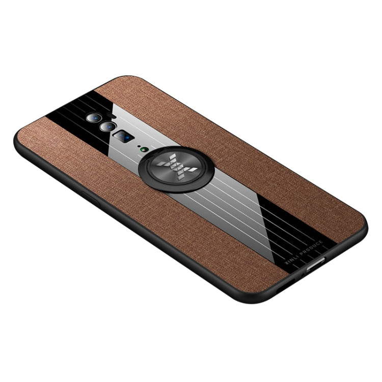 For OPPO Reno 10x Zoom XINLI Stitching Cloth Textue Shockproof TPU Protective Case with Ring Holder(Brown) - OPPO Cases by XINLI | Online Shopping South Africa | PMC Jewellery