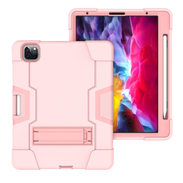 Contrast Color Robot Shockproof Silicone + PC Protective Case with Holder & Pen Slot For iPad Pro 12.9 (2018) / (2020)(Rose Gold) - iPad Pro 12.9 (2018) Cases by PMC Jewellery | Online Shopping South Africa | PMC Jewellery