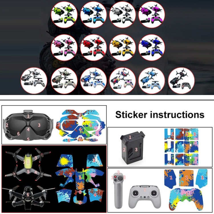 FPV-TZ-SF 4 in 1 Waterproof Anti-Scratch Decal Skin Wrap Stickers Personalized Film Kits for DJI FPV Drone & Goggles V2 & Remote Control & Rocker(Fluorescent Purple) - Protective Film & Stickers by PMC Jewellery | Online Shopping South Africa | PMC Jewellery | Buy Now Pay Later Mobicred