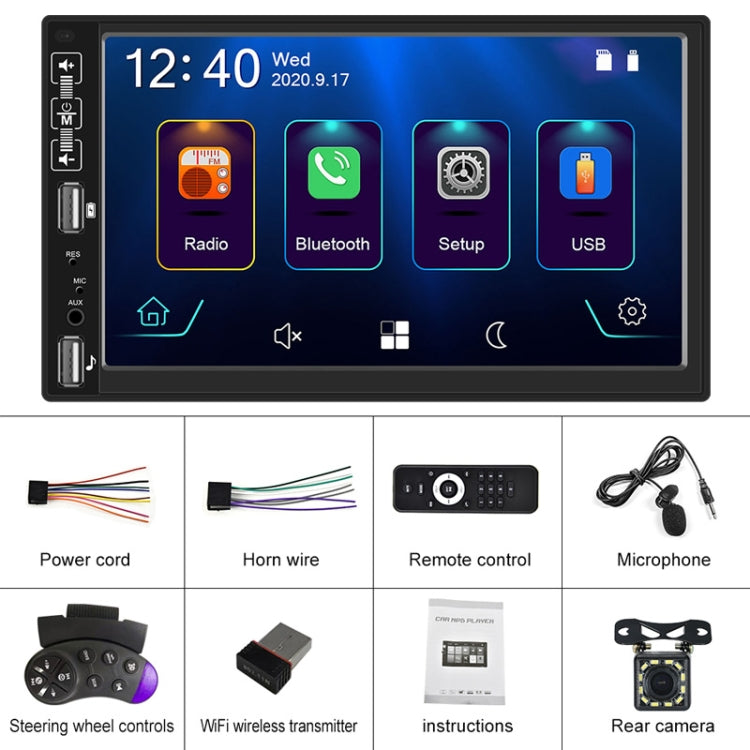 A2891 7 inch Car HD MP5 Carplay Bluetooth Music Player Reversing Image All-in-one Machine Support FM / U Disk with Remote Controler, Style:Standard + 8LEDs Light Camera - Car MP3 & MP4 & MP5 by PMC Jewellery | Online Shopping South Africa | PMC Jewellery | Buy Now Pay Later Mobicred