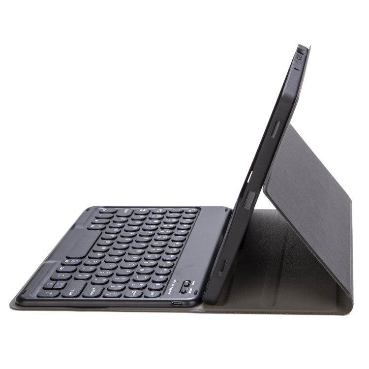 YA11B 2021 Detachable Lambskin Texture Round Keycap Bluetooth Keyboard Leather Tablet Case with Pen Slot & Stand For iPad Pro 11 (2021)(Black) - For iPad Pro by PMC TechLife | Online Shopping South Africa | PMC TechLife