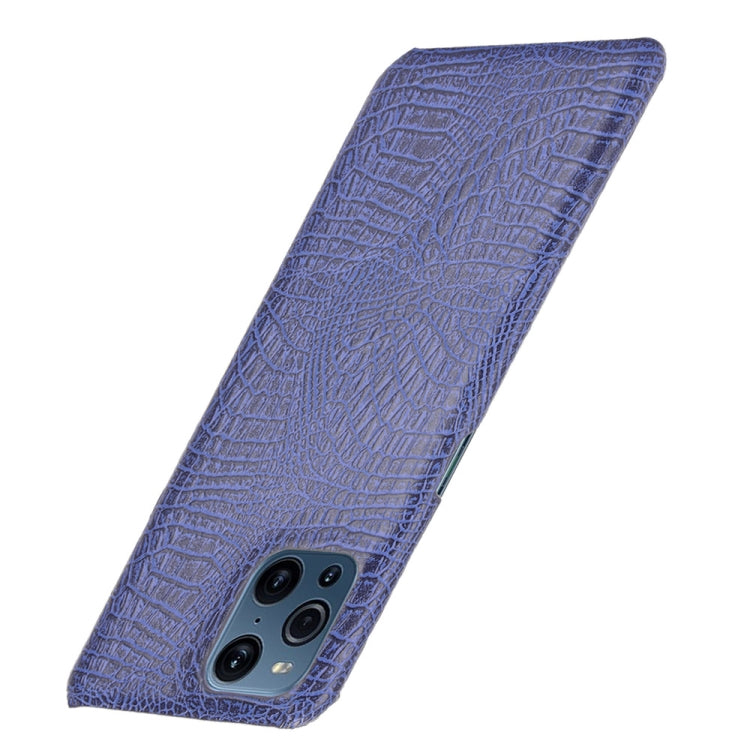 For OPPO Find X3 / X3 Pro Shockproof Crocodile Texture PC + PU Case(Blue) - OPPO Cases by PMC TechLife | Online Shopping South Africa | PMC TechLife | Buy Now Pay Later Mobicred