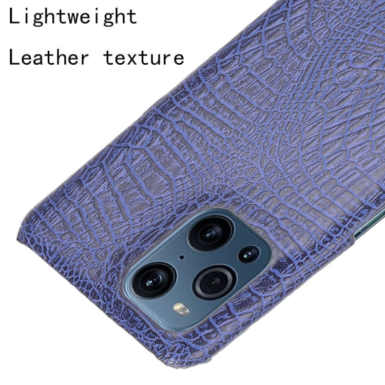For OPPO Find X3 / X3 Pro Shockproof Crocodile Texture PC + PU Case(Blue) - OPPO Cases by PMC Jewellery | Online Shopping South Africa | PMC Jewellery | Buy Now Pay Later Mobicred