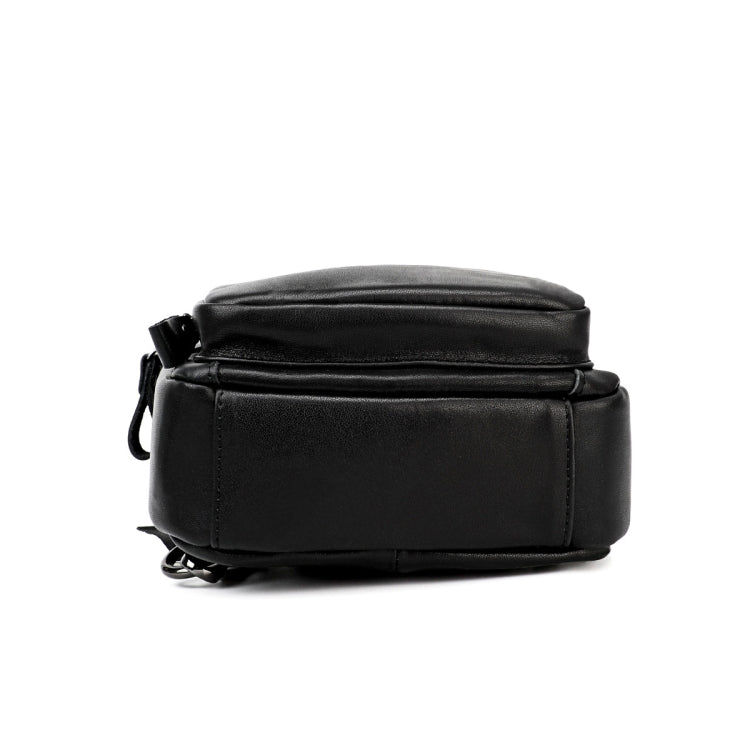 Men Leather Chest Bag Retro Shoulder Bag(Black) - Single-shoulder Bags by PMC Jewellery | Online Shopping South Africa | PMC Jewellery | Buy Now Pay Later Mobicred