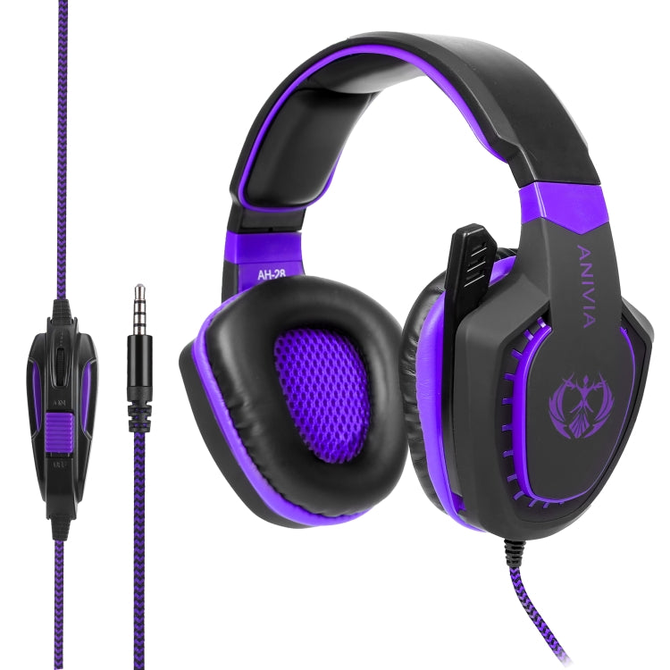 Anivia AH28 3.5mm Stereo Sound Wired Gaming Headset with Microphone(Black Purple) - Multimedia Headset by SADES | Online Shopping South Africa | PMC Jewellery | Buy Now Pay Later Mobicred