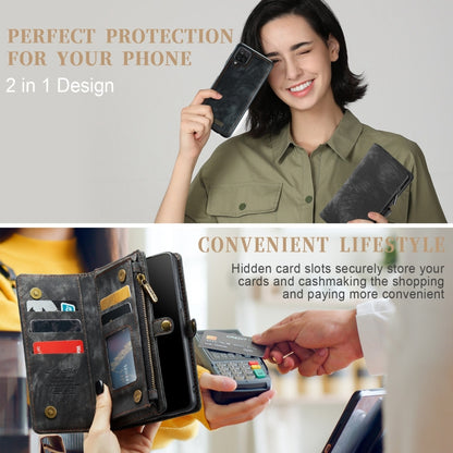 For Samsung Galaxy A12 CaseMe Detachable Multifunctional Horizontal Flip Leather Case, with Card Slot & Holder & Zipper Wallet & Photo Frame(Black) - Galaxy Phone Cases by CaseMe | Online Shopping South Africa | PMC Jewellery | Buy Now Pay Later Mobicred