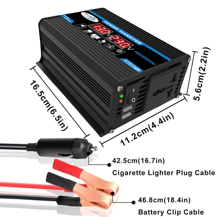 Tang II Generation 12V to 110V 4000W Modified Square Wave Car Power Inverter(Black) - free shipping - PMC TechLife - Order now!