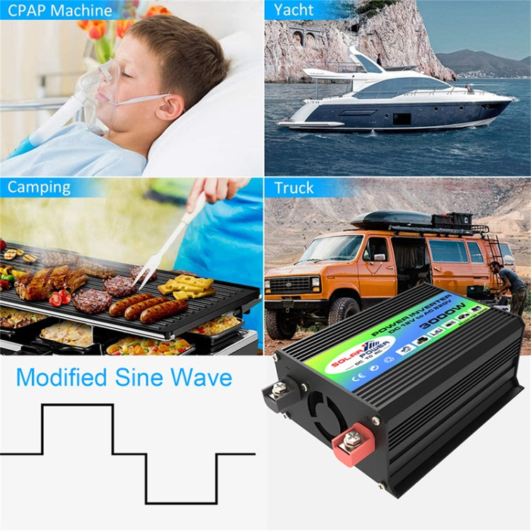 Tang I Generation 12V to 110V 3000W Modified Square Wave Intelligent Car Power Inverter with Dual USB(Black) - Modified Square Wave by PMC TechLife | Online Shopping South Africa | PMC TechLife | Buy Now Pay Later Mobicred