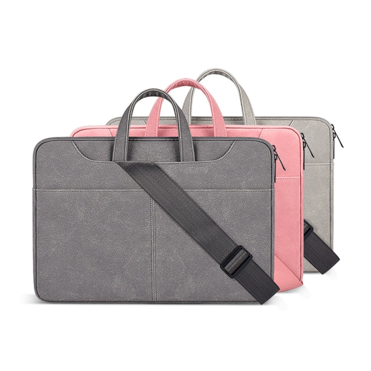 ST06SDJ Frosted PU Business Laptop Bag with Detachable Shoulder Strap, Size:14.1-15.4 inch(Dark Gray) - 15 inch by PMC Jewellery | Online Shopping South Africa | PMC Jewellery | Buy Now Pay Later Mobicred