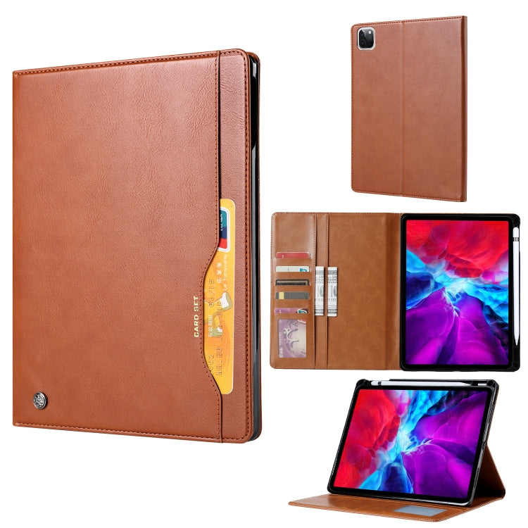 For iPad Air 13 2024 / iPad Pro 12.9 2022 / 2021 / 2010 Knead Skin Texture Horizontal Flip Leather Tablet Case with Photo Frame & Holder & Card Slots & Wallet (Brown) - iPad Pro 12.9 (2022/2021) Cases by PMC Jewellery | Online Shopping South Africa | PMC Jewellery | Buy Now Pay Later Mobicred