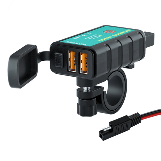 WUPP ZH-1422C2 Motorcycle Square Dual USB Fast Charging Charger with Switch + Integrated SAE Socket + 1m SAE Socket Cable - Battery Charger by WUPP | Online Shopping South Africa | PMC Jewellery | Buy Now Pay Later Mobicred