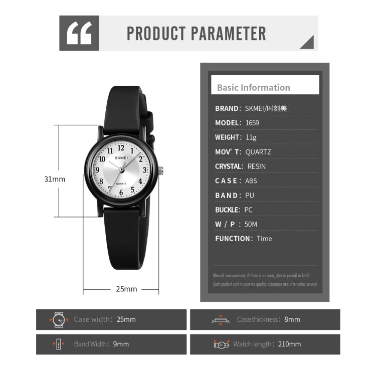 SKMEI 1659 Thin PU Leather Strap Small Dial Quartz Watch for Ladies(Black Case Digital Type) - free shipping - PMC TechLife - Order now!
