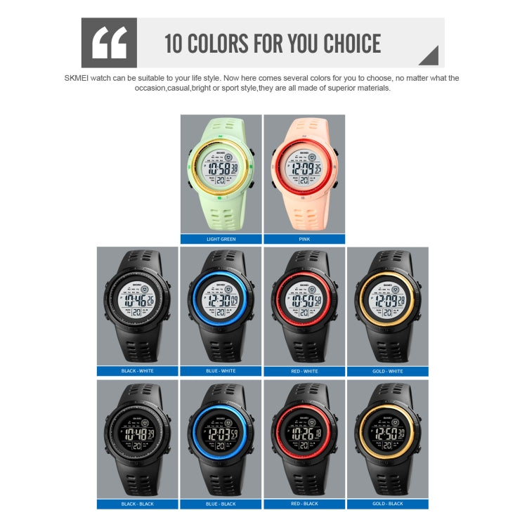 SKMEI 1773 Triplicate Round LED Dual Time Digital Display Colorful Backlight Electronic Watch(Red Black) - free shipping - PMC TechLife - Order now!