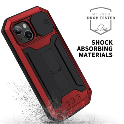 For iPhone 13 R-JUST Sliding Camera Shockproof Life Waterproof Dust-proof Metal + Silicone Protective Case with Holder(Red) - iPhone 13 Cases by R-JUST | Online Shopping South Africa | PMC Jewellery