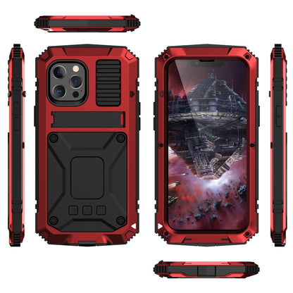 For iPhone 13 mini R-JUST Shockproof Waterproof Dust-proof Metal + Silicone Protective Case with Holder (Red) - iPhone 13 mini Cases by R-JUST | Online Shopping South Africa | PMC Jewellery