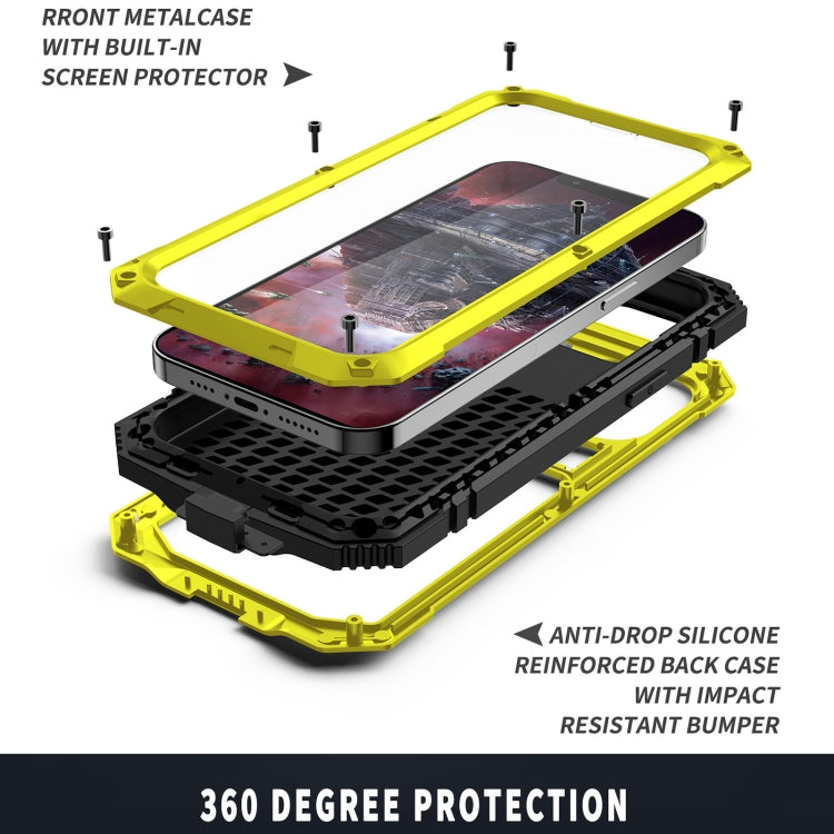 For iPhone 13 R-JUST Shockproof Waterproof Dust-proof Metal + Silicone Protective Case with Holder(Yellow) - iPhone 13 Cases by R-JUST | Online Shopping South Africa | PMC TechLife