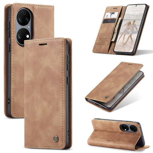 CaseMe 013 Multifunctional Horizontal Flip Leather Case with Holder & Card Slot & Wallet For Huawei P50(Brown) - Huawei Cases by CaseMe | Online Shopping South Africa | PMC Jewellery | Buy Now Pay Later Mobicred