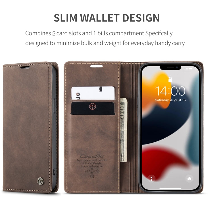 For iPhone 13 Pro Max CaseMe-013 Multifunctional Retro Frosted Horizontal Flip Leather Case with Card Slot & Holder & Wallet (Coffee) - iPhone 13 Pro Max Cases by CaseMe | Online Shopping South Africa | PMC Jewellery | Buy Now Pay Later Mobicred